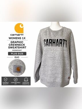 Carhartt Women's Midweight Relaxed Fit Graphic Crewneck Sweatshirt Gray 1X
